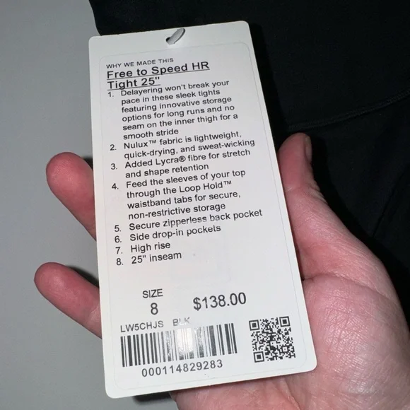 Lululemon NWT Free To Speed Tight Black - Picture 5 of 5